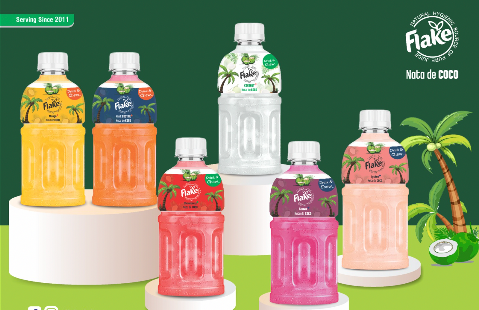 Nata de coco drink with visible coconut gel pieces
